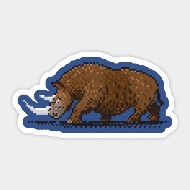 Prehistoric Pixels - Woolly Rhino Sticker by TeeBC